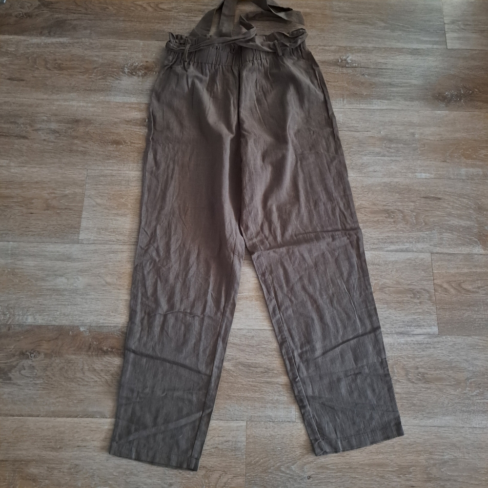SHEIN Paperbag Waist Trousers Olive Green Brown Size 6 NWOT - Picture 3 of 12